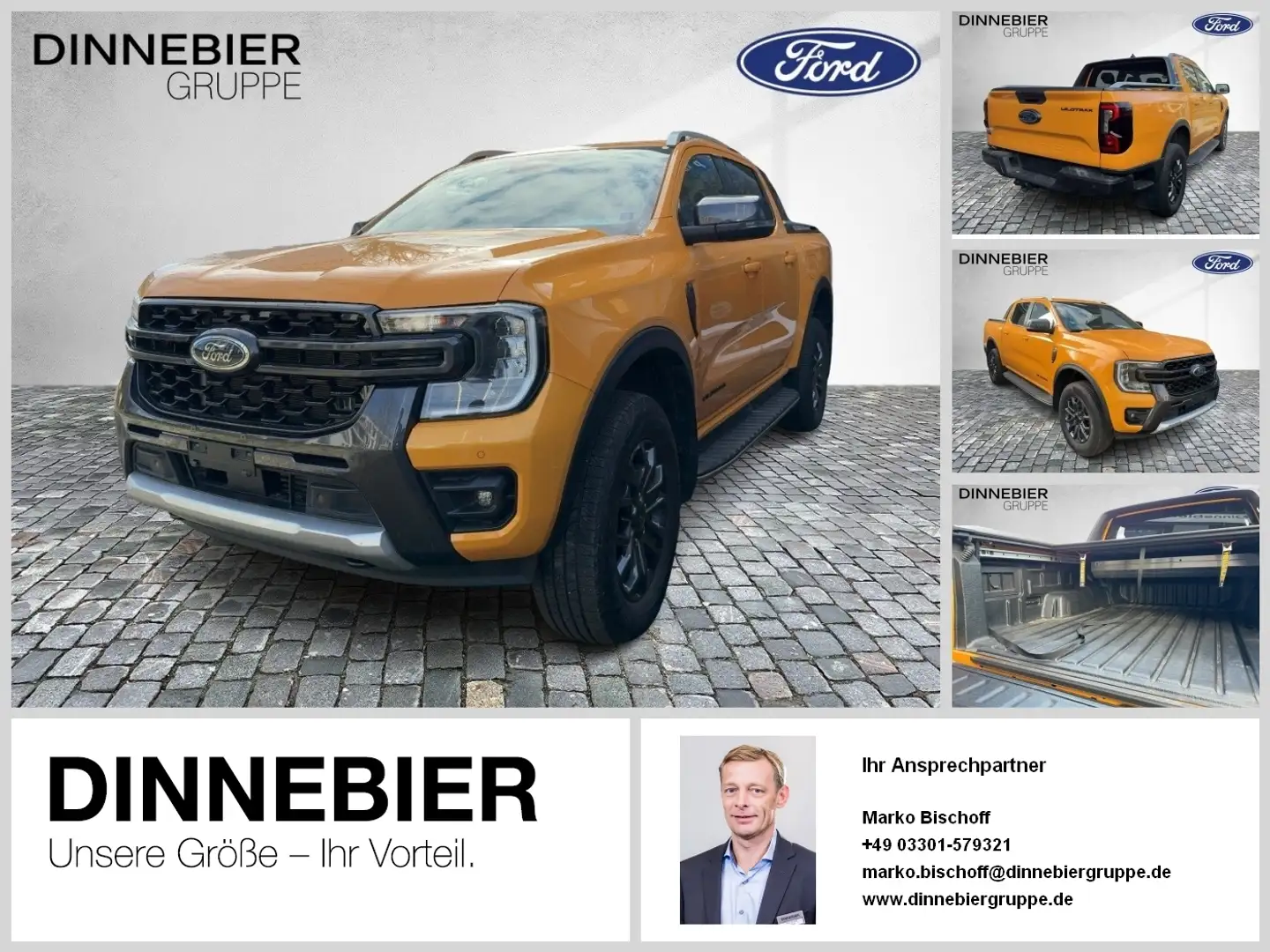 Ford Ranger +DOKA+LED+KAMERA+4x4+PDC+AHK+NAVI Gelb - 1