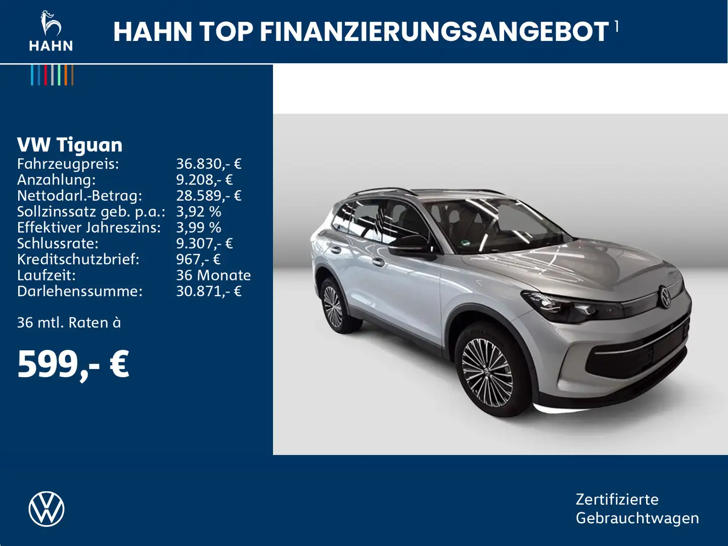 Volkswagen Tiguan 1.5TSI DSG Goal ACC AHK AreaV Matrix Navi Silber - 2