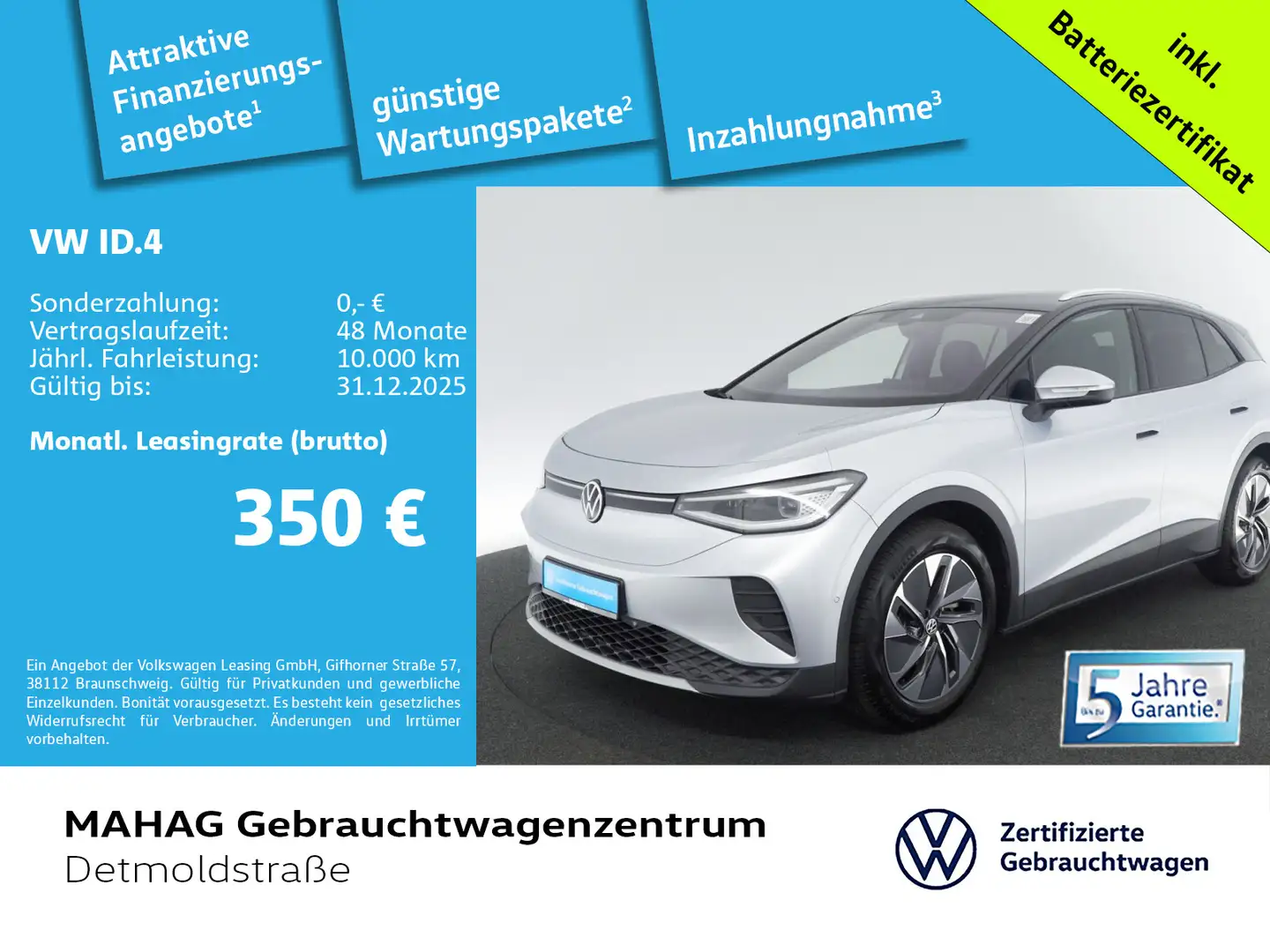 Volkswagen ID.4 Pure 125kW WärmePu NaviPro IQ.LIGHT AHK ACC Silber - 1