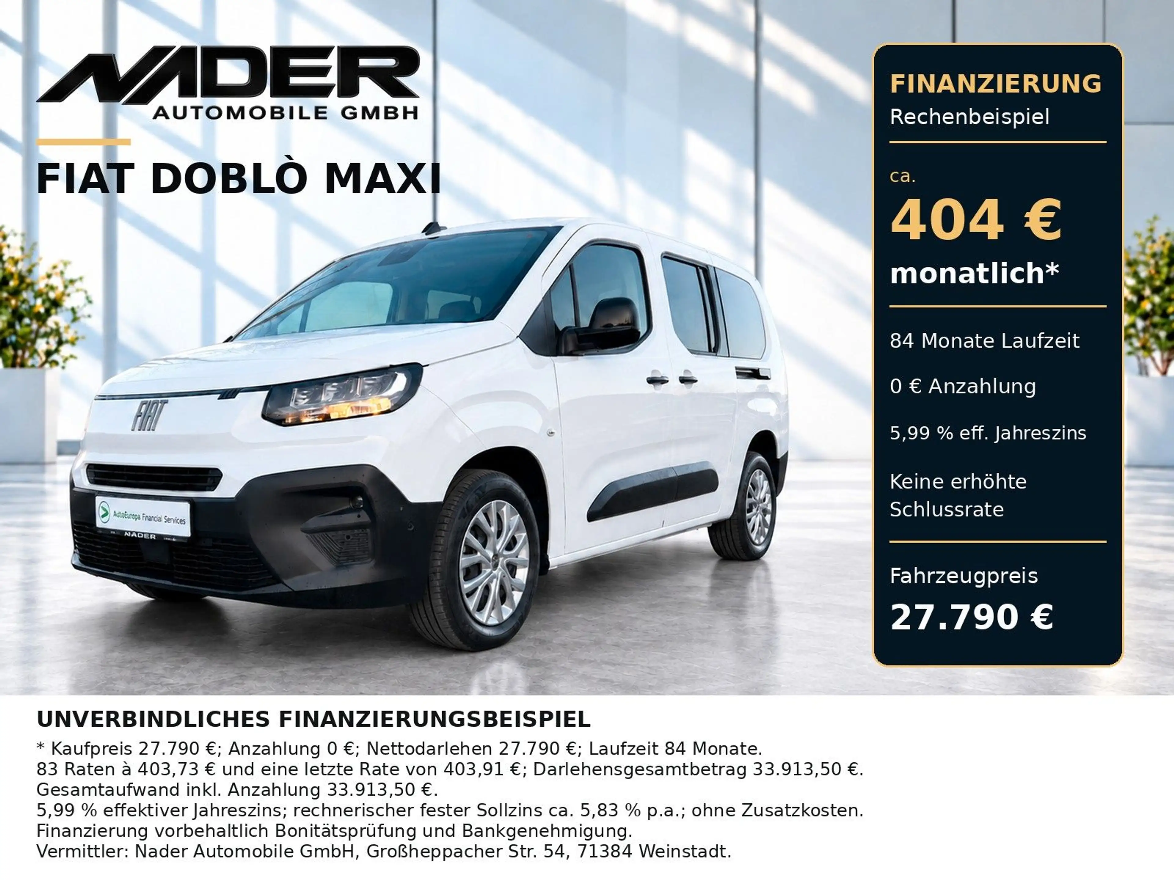 Fiat Doblo Maxi Kombi Family | Automatik | 7-Sitzer