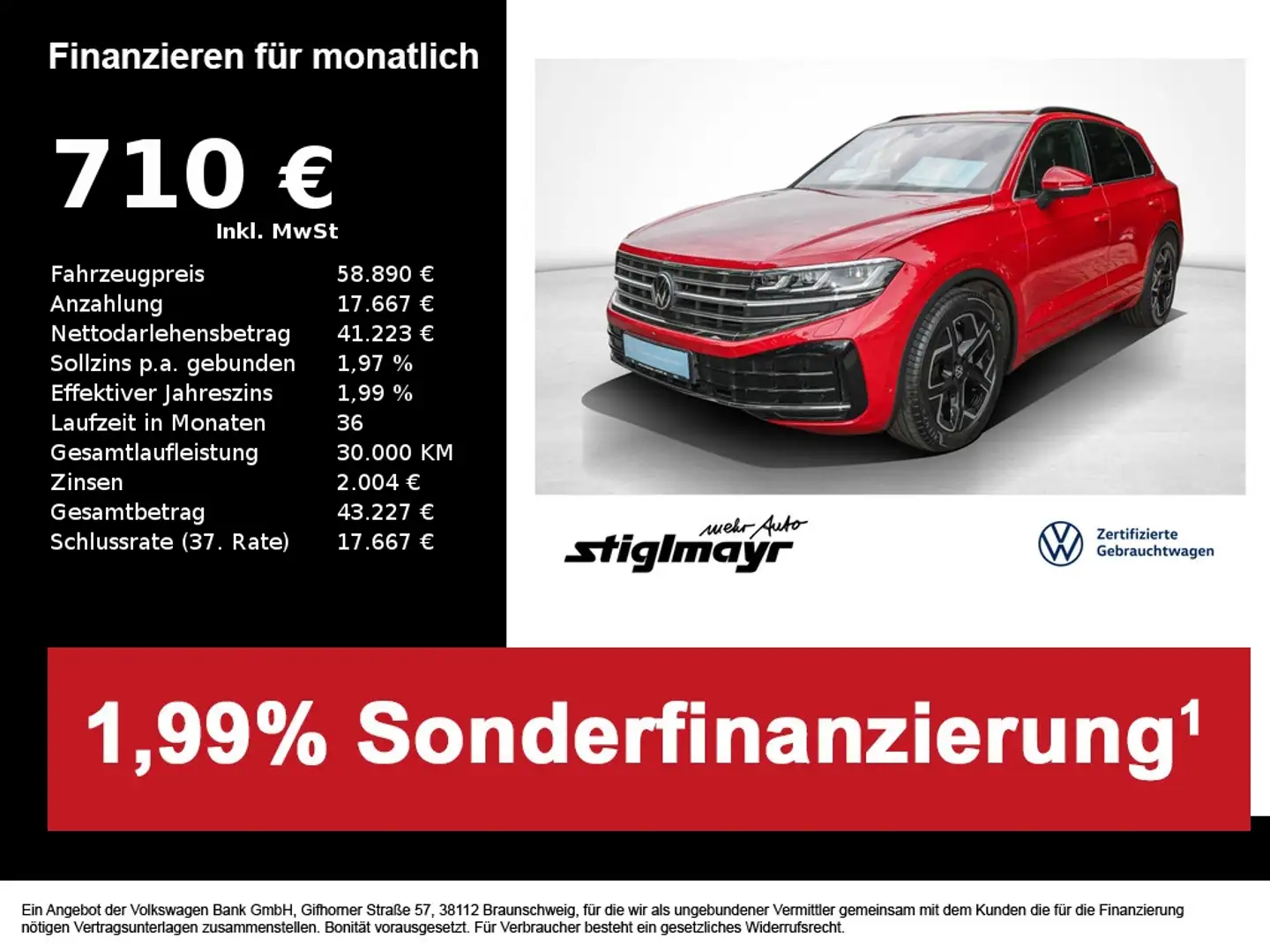 Volkswagen Touareg Elegance AHK+HUD+IQ-LIGHT+STANDHZG+360° Rojo - 1