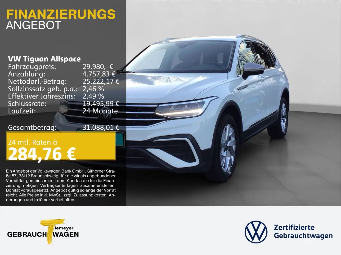Volkswagen Tiguan Allspace 1.5 TSI DSG LIFE 7-SITZE NAVI AH Weiß - 1
