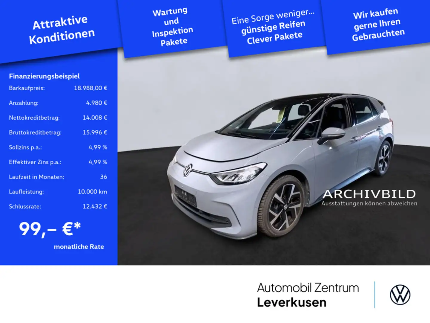 Volkswagen ID.3 Pro Life NAVI VIRT ACC SHZ CARPLAY LED P Grau - 1