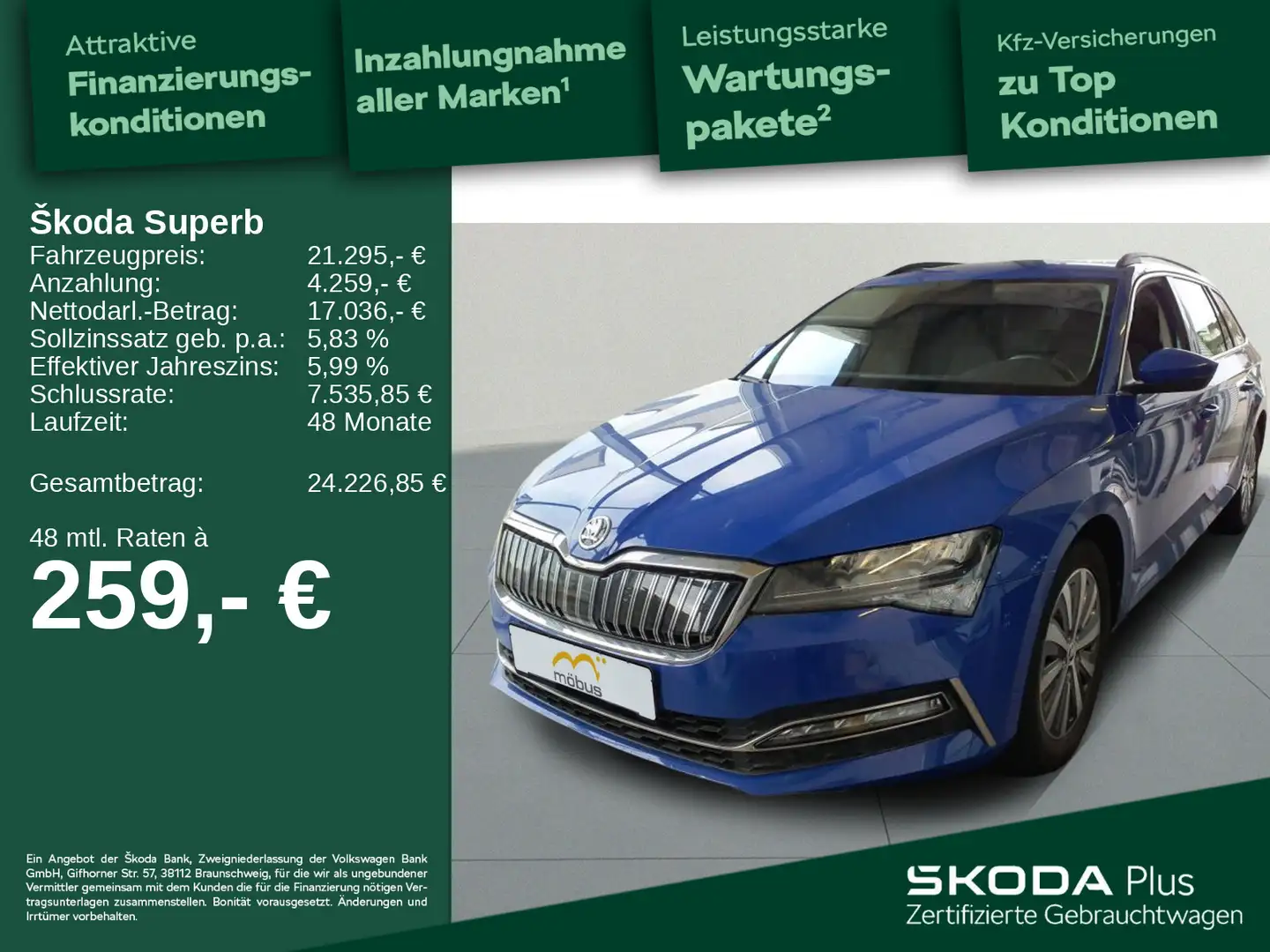 Skoda Superb Combi 1.4 TSI Ambition iV*LED*STHZG*NAVI* Blau - 1