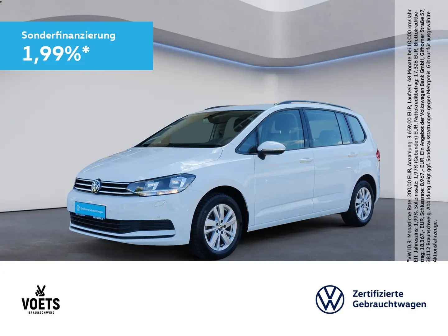 Volkswagen Touran Comfortline 1.5 TSI SHZ+NAVI+AppConnect Weiß - 1