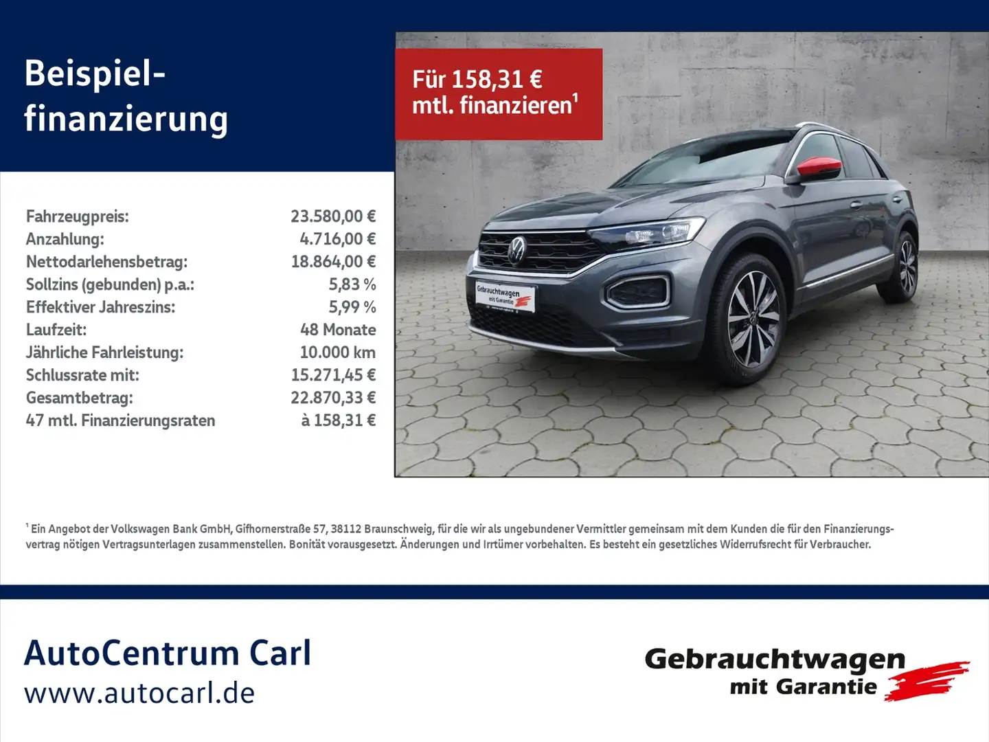 Volkswagen T-Roc Sport 1.5TSI AHK/StHz/RFK/ACC/PDC/SHZ KLIMA LED A Gris - 1