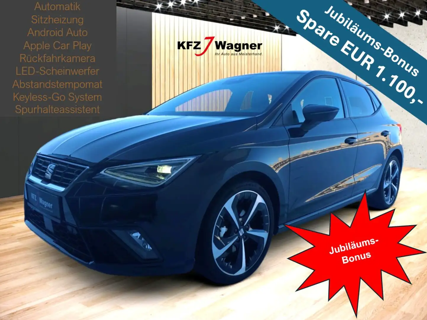 SEAT Ibiza FR DSG Android Auto Apple CarPlay Schwarz - 1