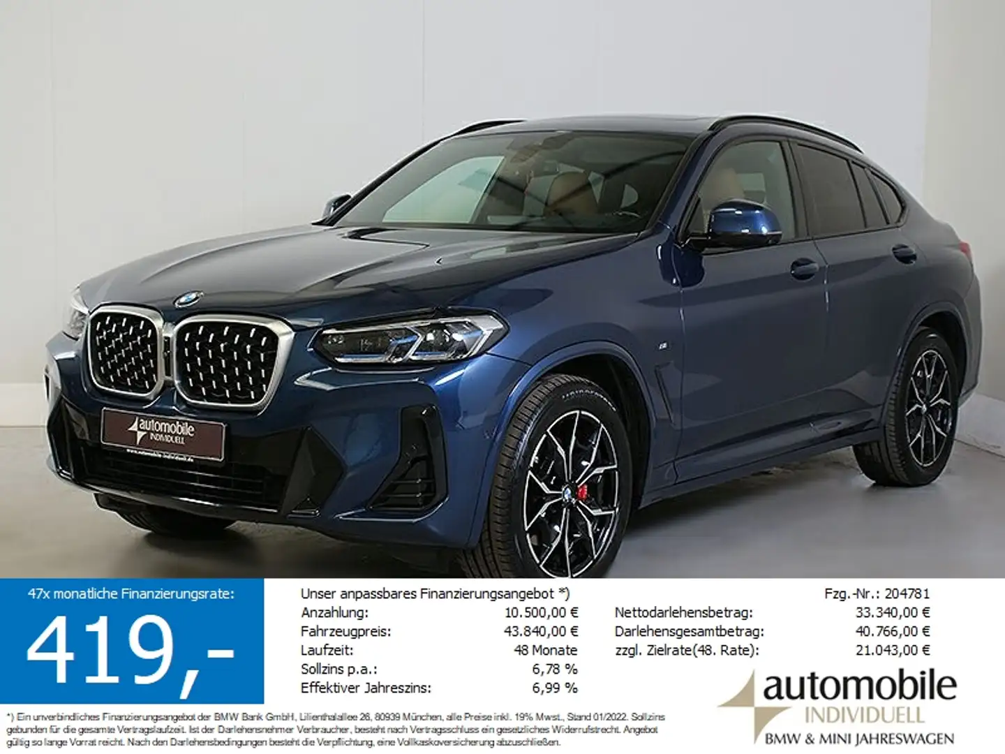 BMW X4 xDrive30d M Sportpaket HuD Laser Panorama AHK Bleu - 1