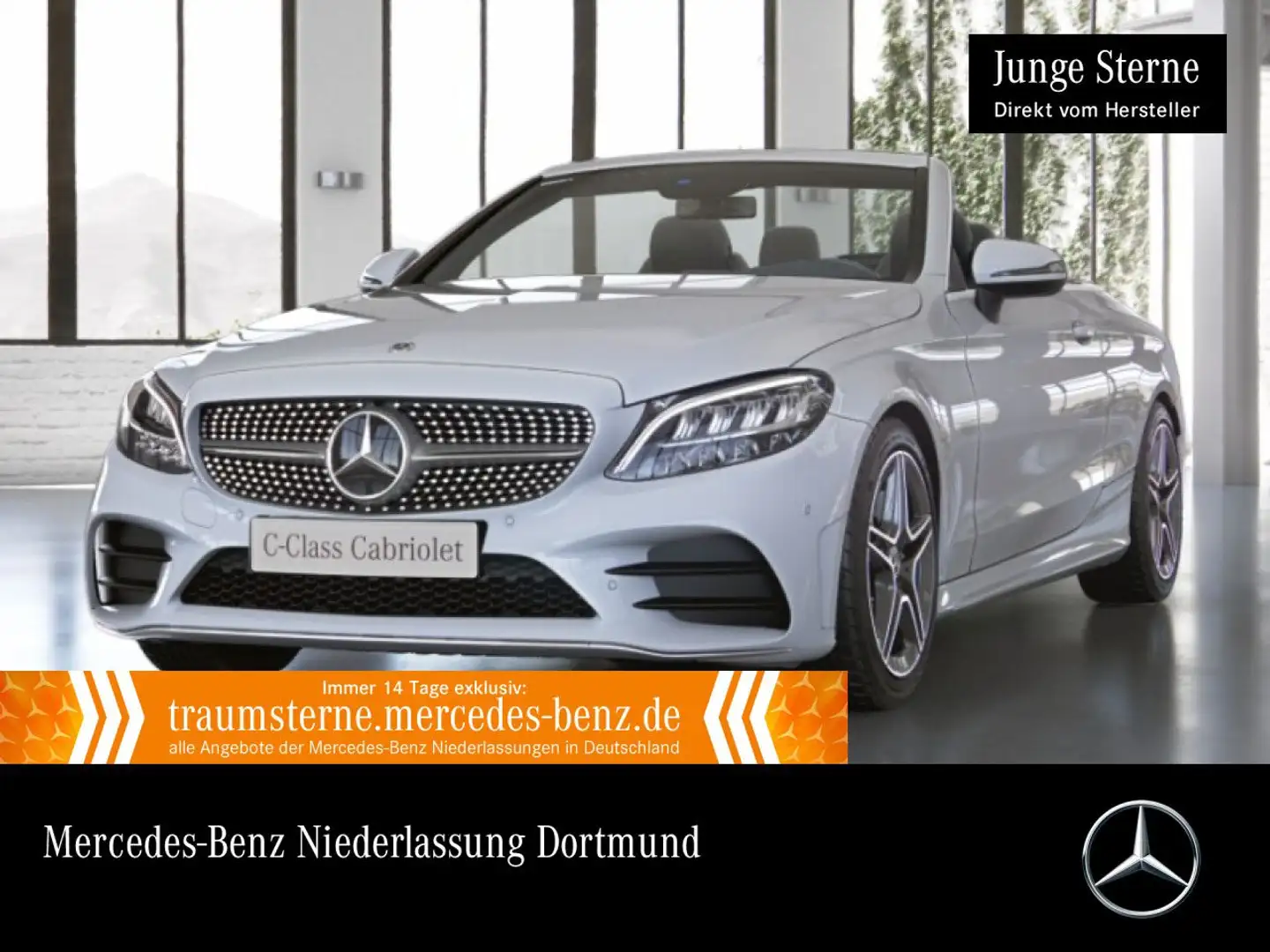 Mercedes-Benz C 180 Cabrio AMG+LED+KAMERA+SPUR+TOTW+KEYLESS+9G Blanc - 1