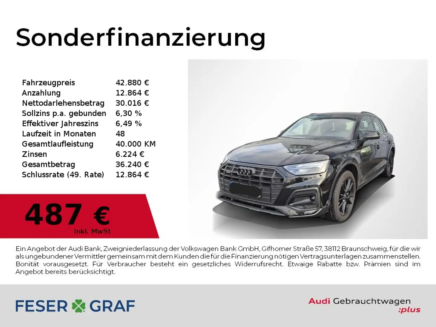 Audi Q5 40 TFSI qu adv Navi,LED,Kamera,Sportsitze Schwarz - 1