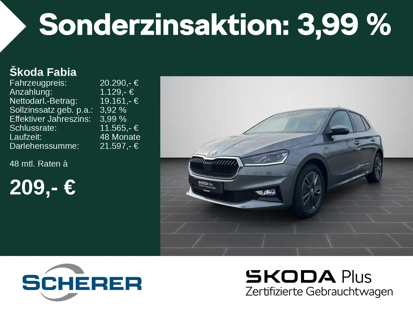 Skoda Fabia Drive 1.0 TSI LED CARPLAY AHK RFK SHZ Grau - 1