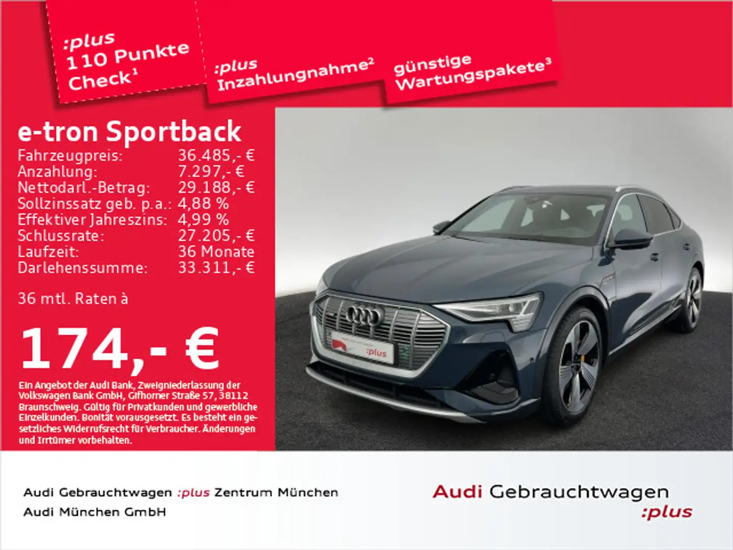 Audi e-tron 50 qu. 2x S line Luftfed/Pano/A Blau - 1