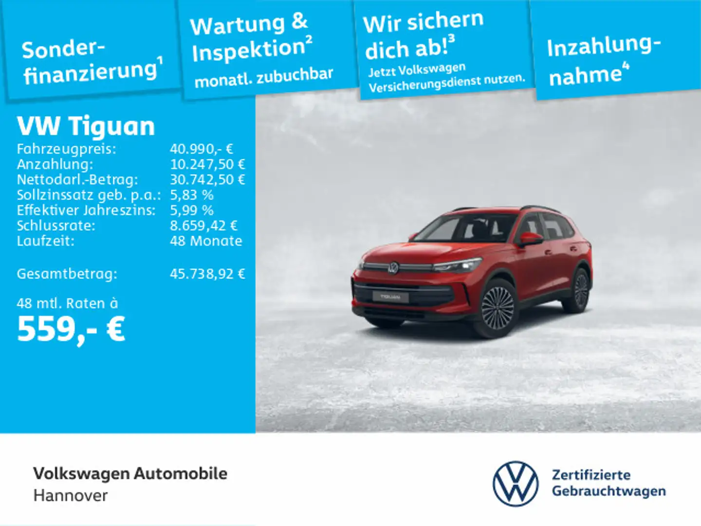 Volkswagen Tiguan 1.5 TSI eHybrid DSG Life Navi AHK LED Dig Rouge - 1