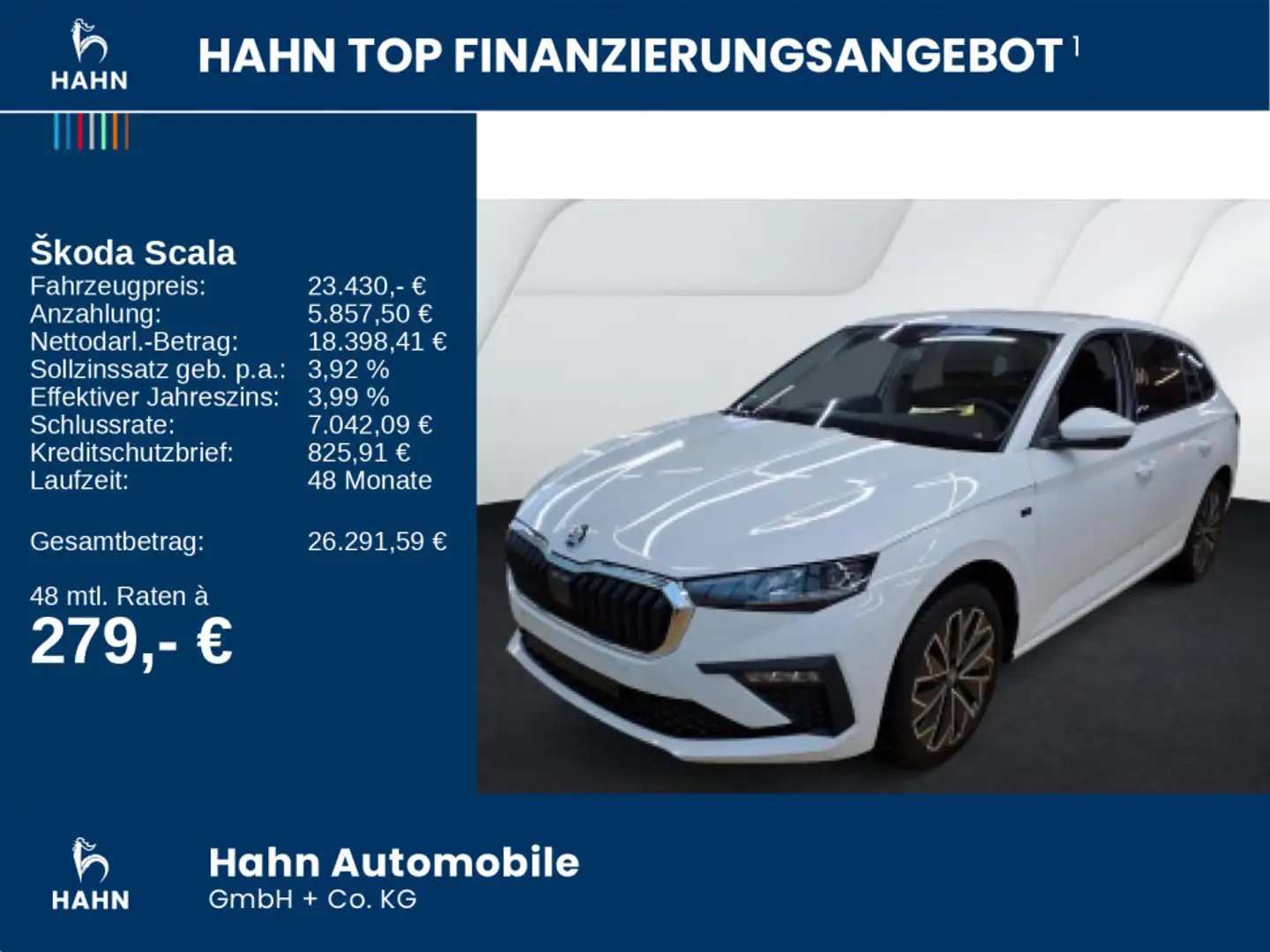 Skoda Scala 1.0TSI DSG Selection AHK Matrix ACC Navi Weiß - 2