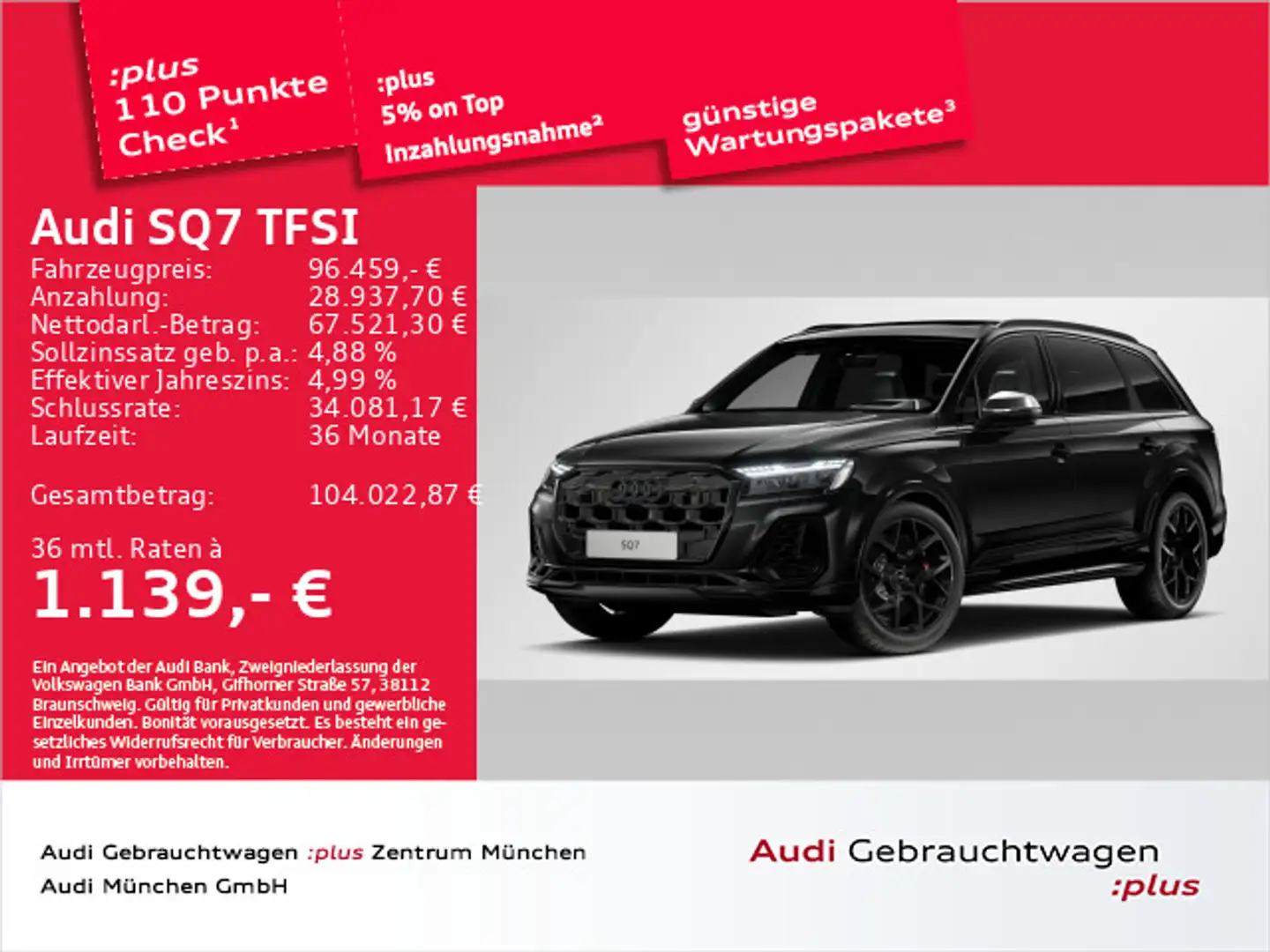 Audi SQ7 Pano/B&O/HD-Matrix/StdHzg/ACC/Kamera/PD Schwarz - 1