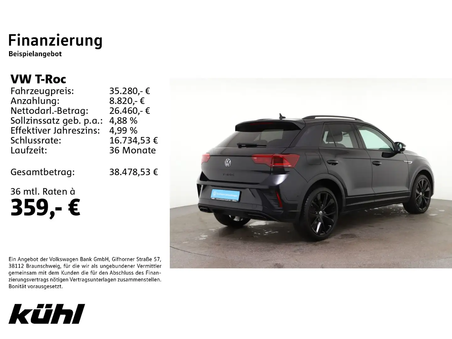 Volkswagen T-Roc 1.5 TSI DSG R-Line IQ.Light ACC Kamera App Schwarz - 2