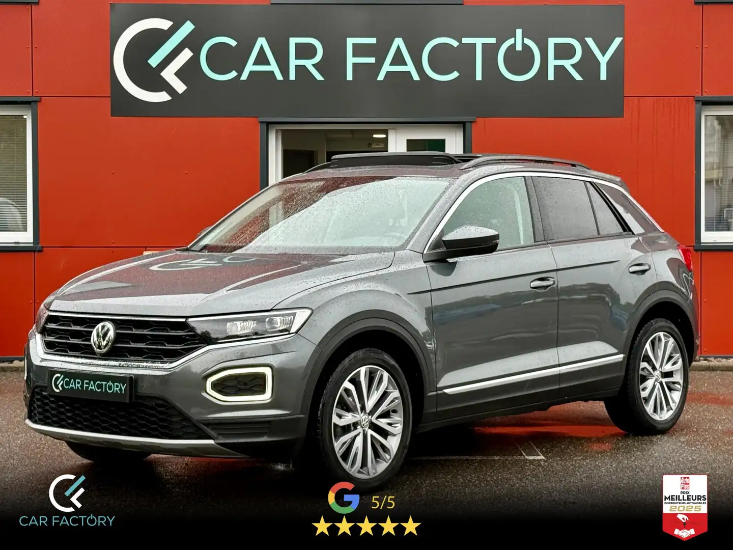 Volkswagen T-Roc 1.5 TSI 150 DSG 1ère Main Toit ouvrant GPS Full LED Caméra Garantie 1an Gris - 1