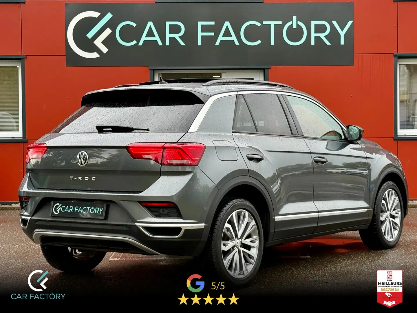 Volkswagen T-Roc 1.5 TSI 150 DSG 1ère Main Toit ouvrant GPS Full LED Caméra Garantie 1an Gris - 2