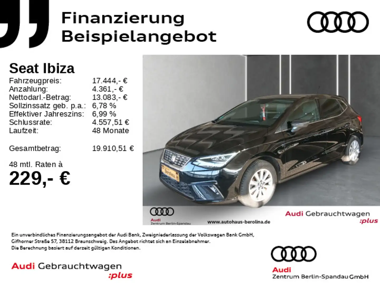 SEAT Ibiza 1.0 TSI Xcellence DSG *NAV*Vision+*SHZ* Schwarz - 1