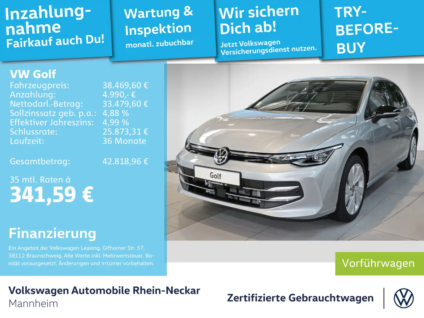 Volkswagen Golf VIII 1.5 eTSI Energy AHV LED uvm Silber - 1