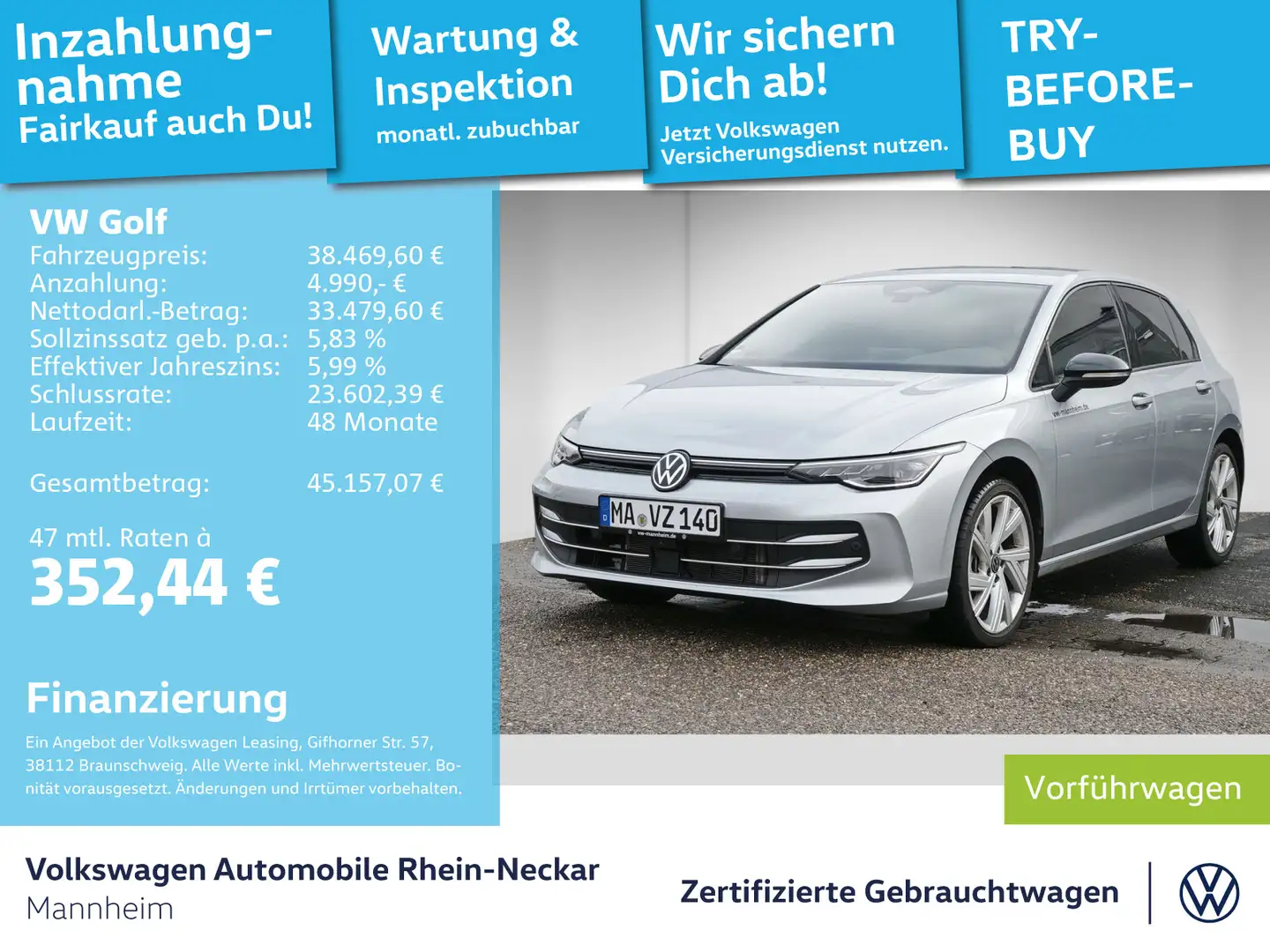 Volkswagen Golf VIII 1.5 eTSI Energy AHV LED uvm Silber - 1