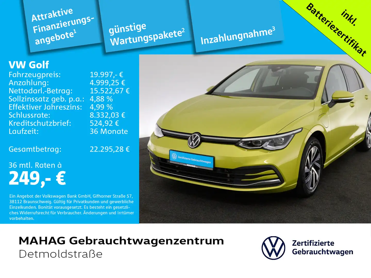 Volkswagen Golf VIII 1.4 TSI eHybrid Navi LED Keyless DSG Gelb - 1