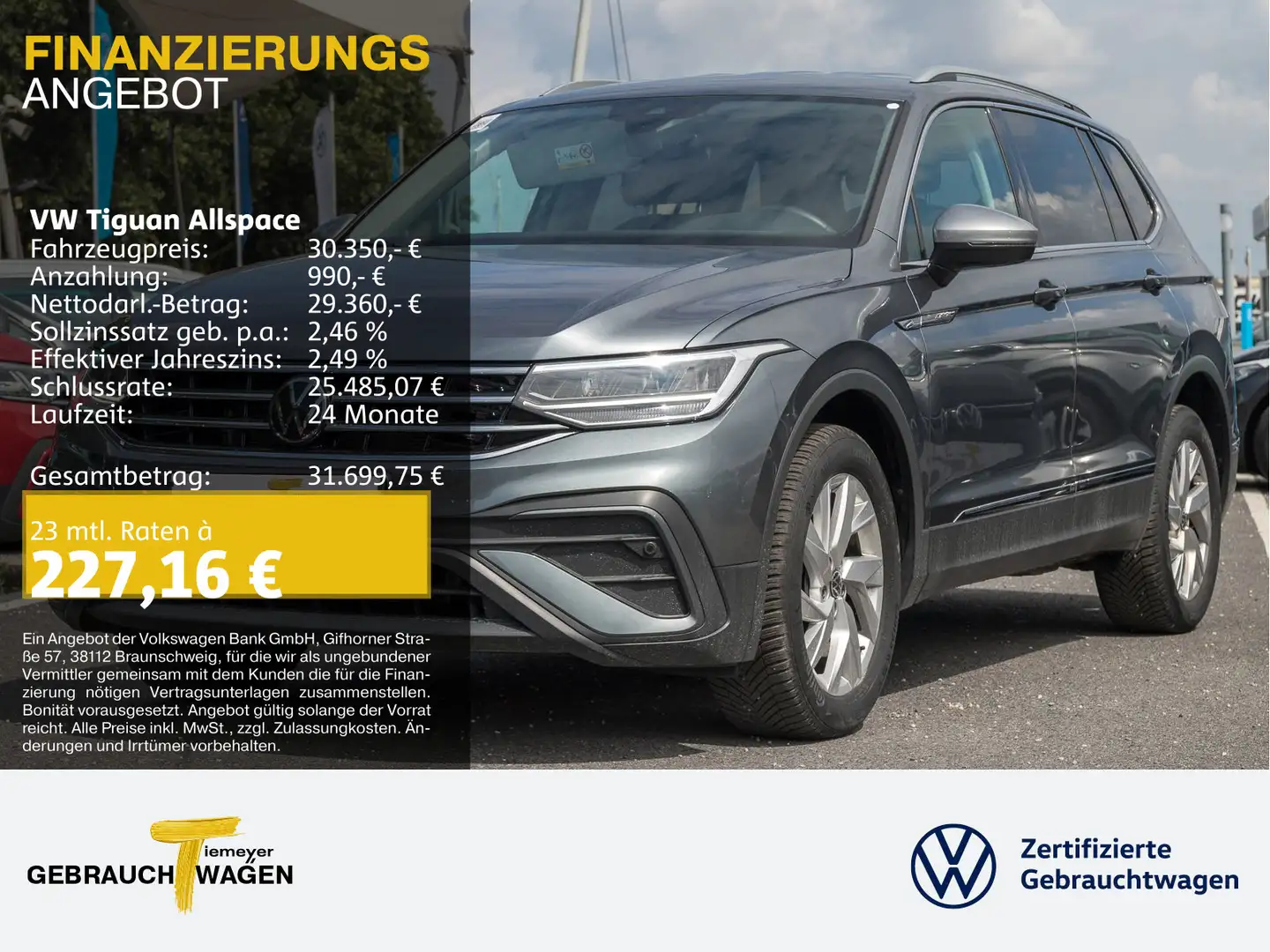 Volkswagen Tiguan Allspace 1.5 TSI DSG LIFE 7-SITZE NAVI AH Grau - 1