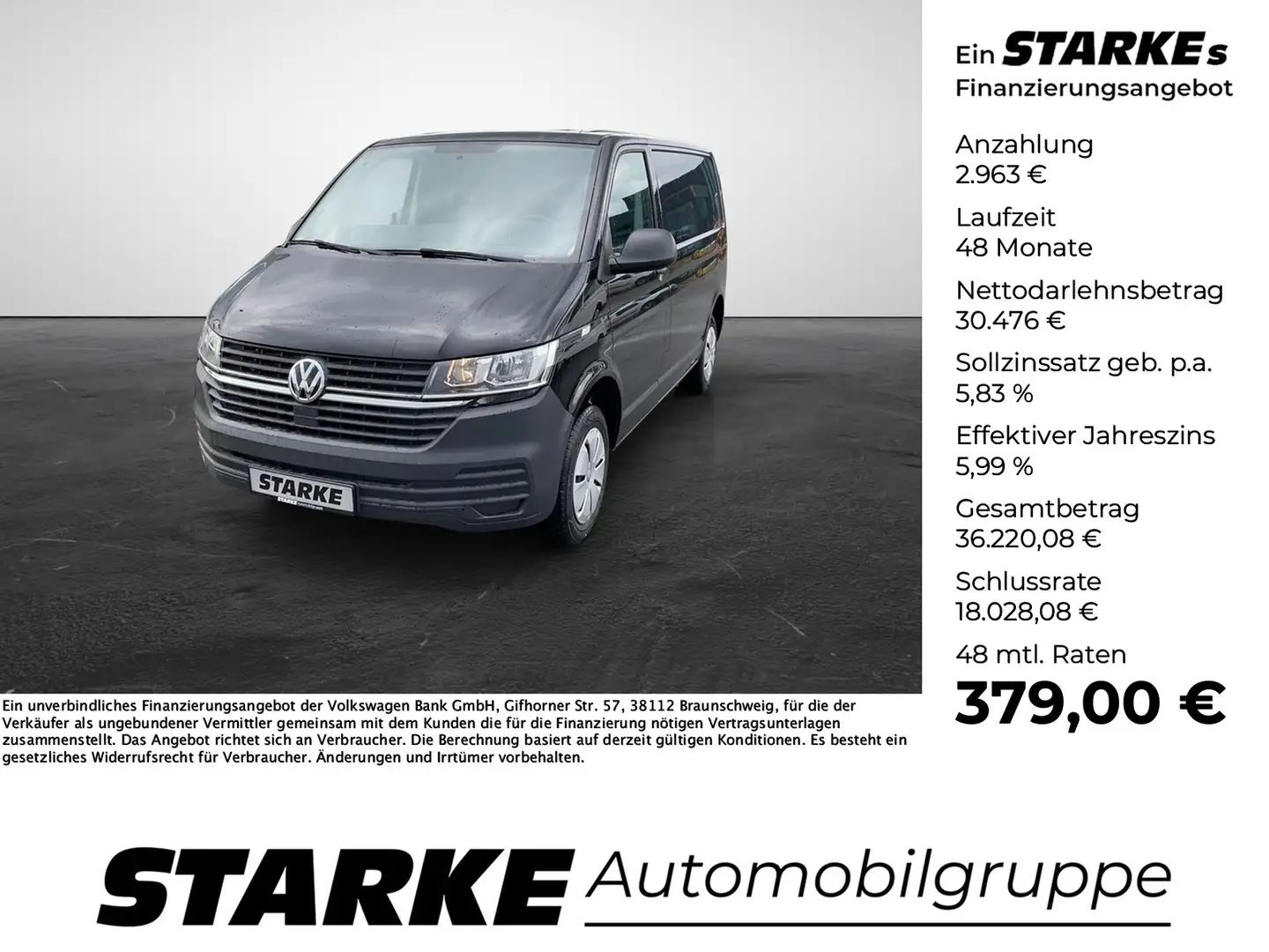 Volkswagen T6 Transporter T6.1 2.0 TDI Kasten Trennwand mit Tiefenausstel... Schwarz - 1