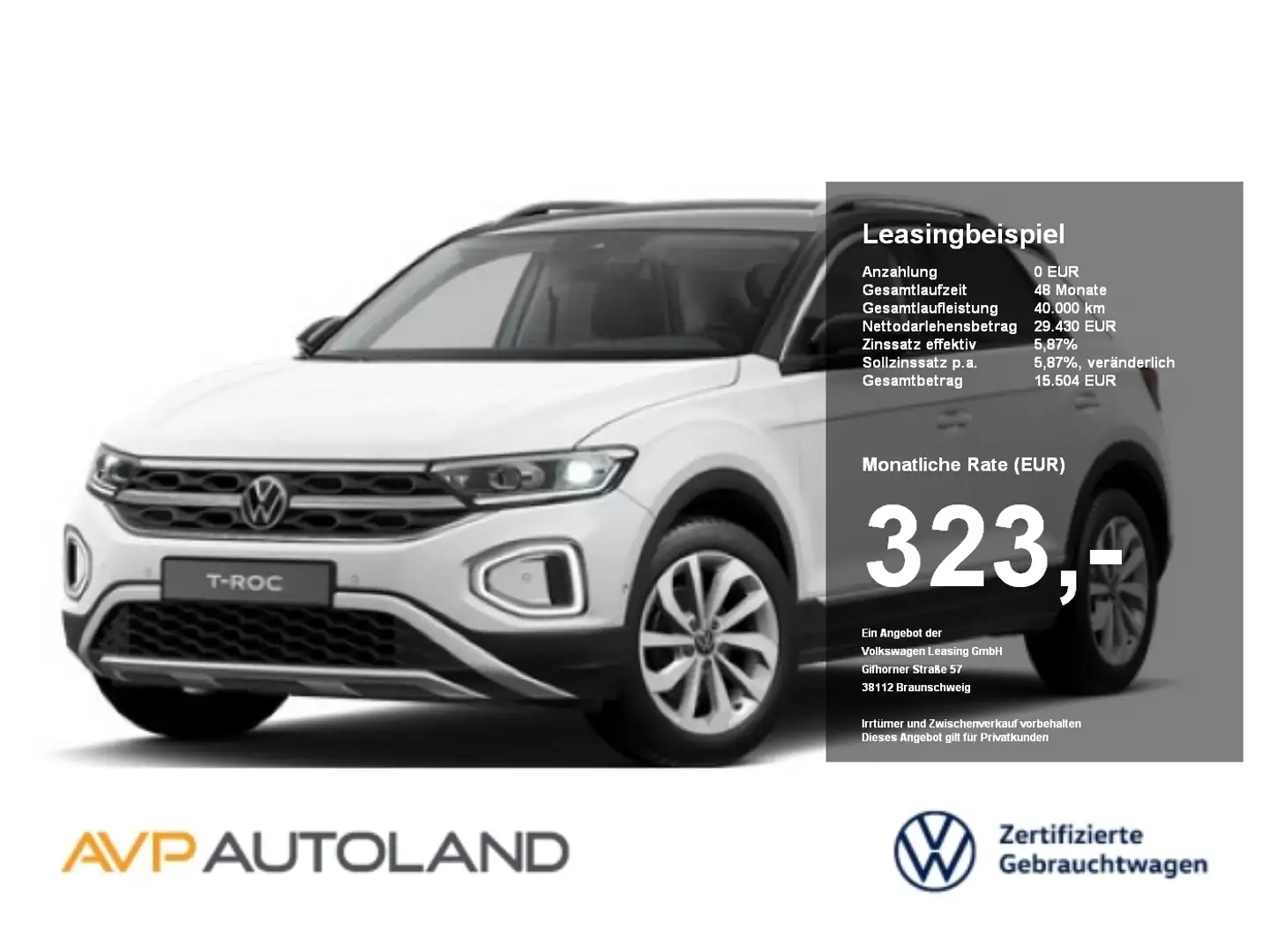 Volkswagen T-Roc 1.5 TSI DSG Style | NAVI | LED | AHK | Weiß - 1