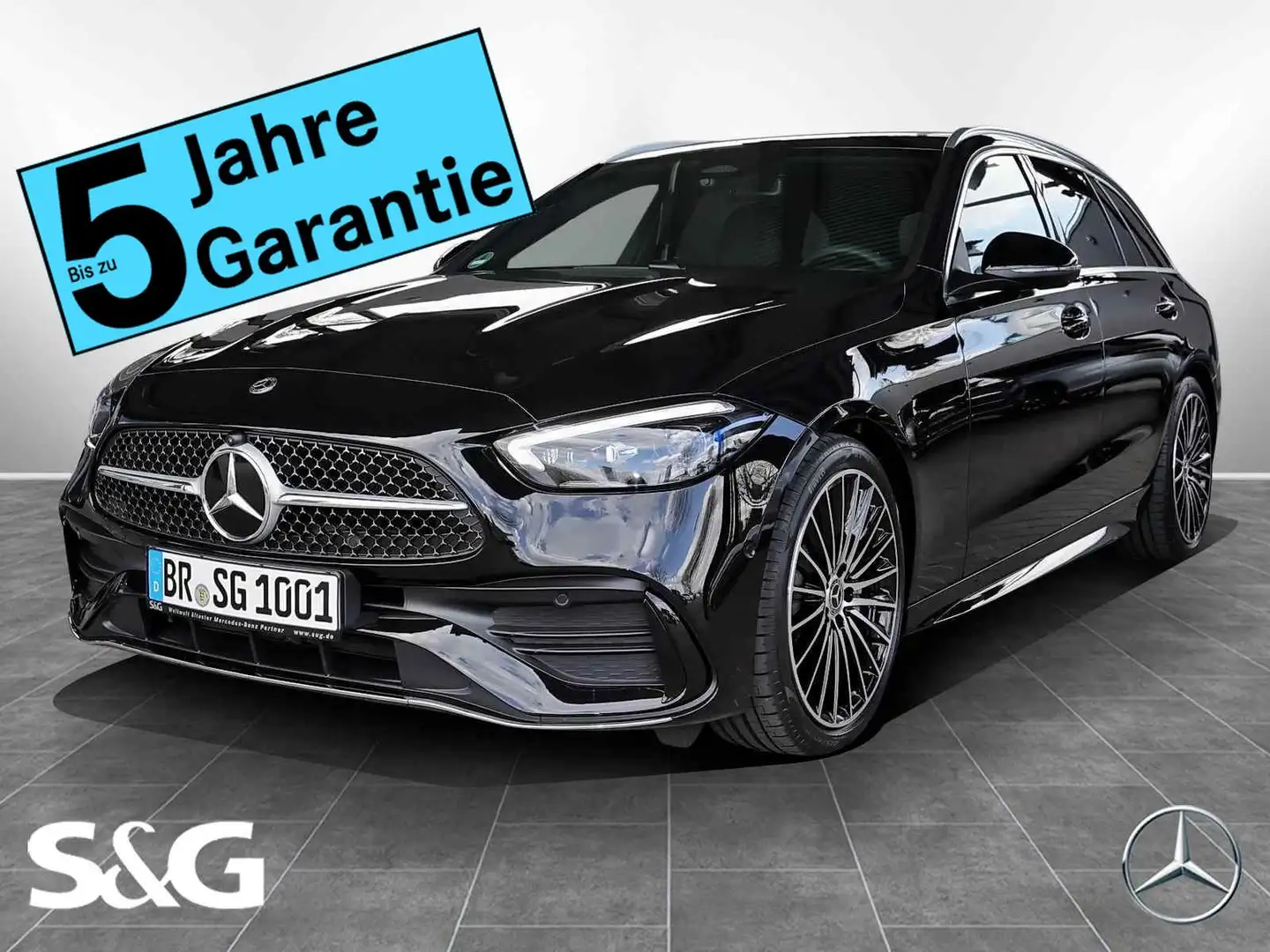 Mercedes-Benz C 200 T AMG Night+360°+DIG-LED+AHK+Distronic+19" Noir - 1