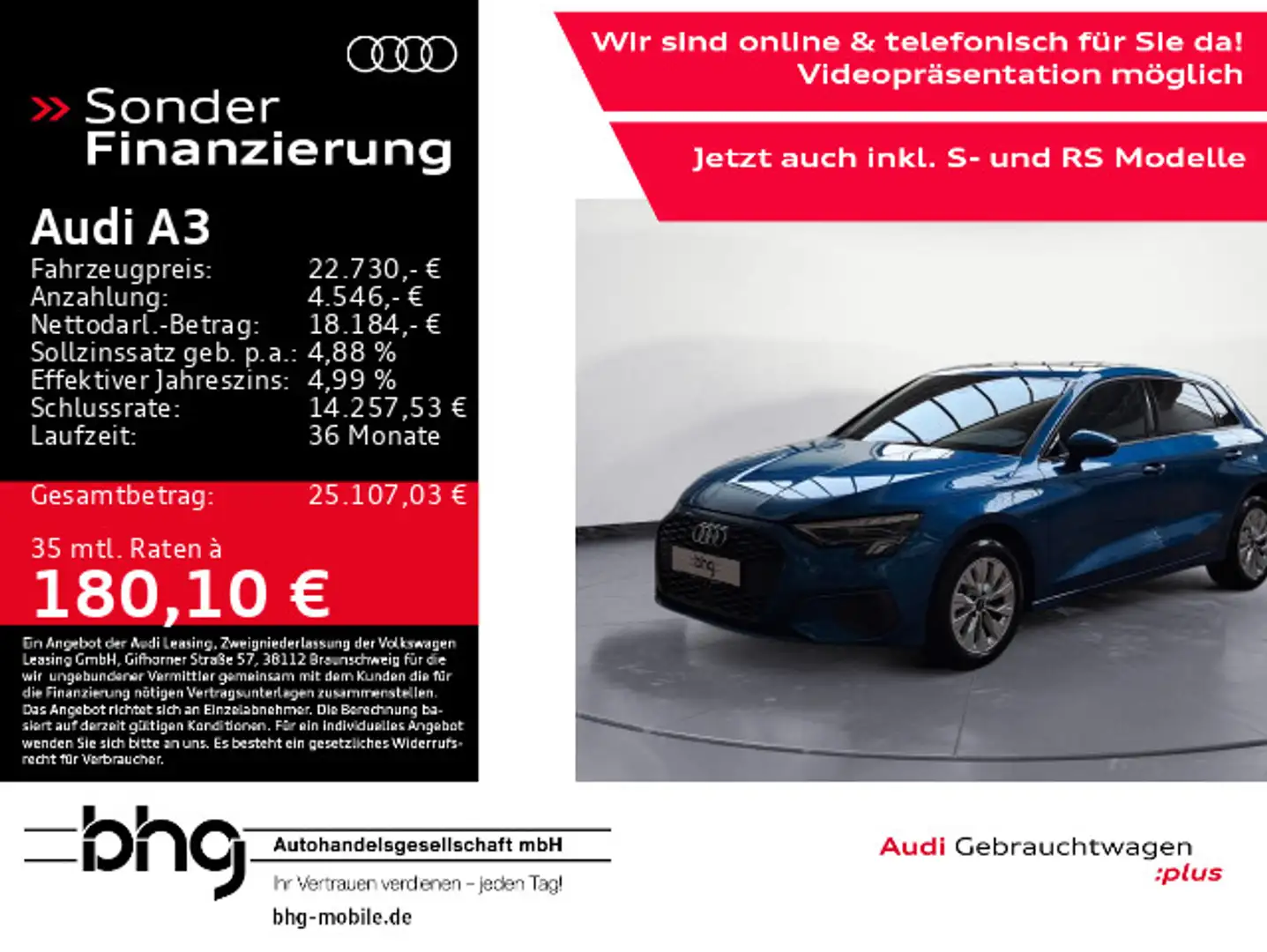 Audi A3 40 TFSIe Sportback S tronic *LED*DAB*CARPLAY* Blau - 1