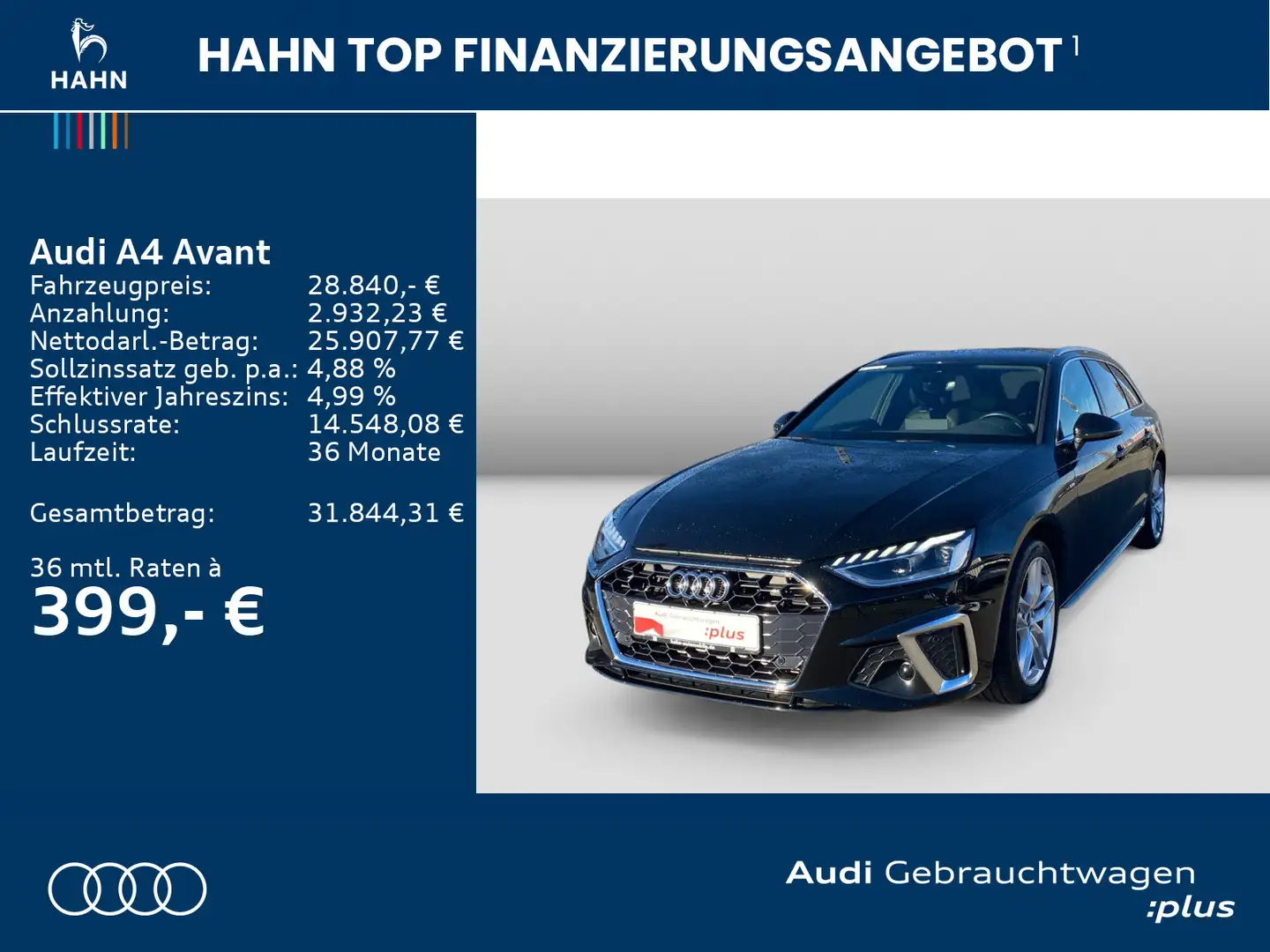 Audi A4 40TFSI S line S-trc B&O AHK CAM Schwarz - 2