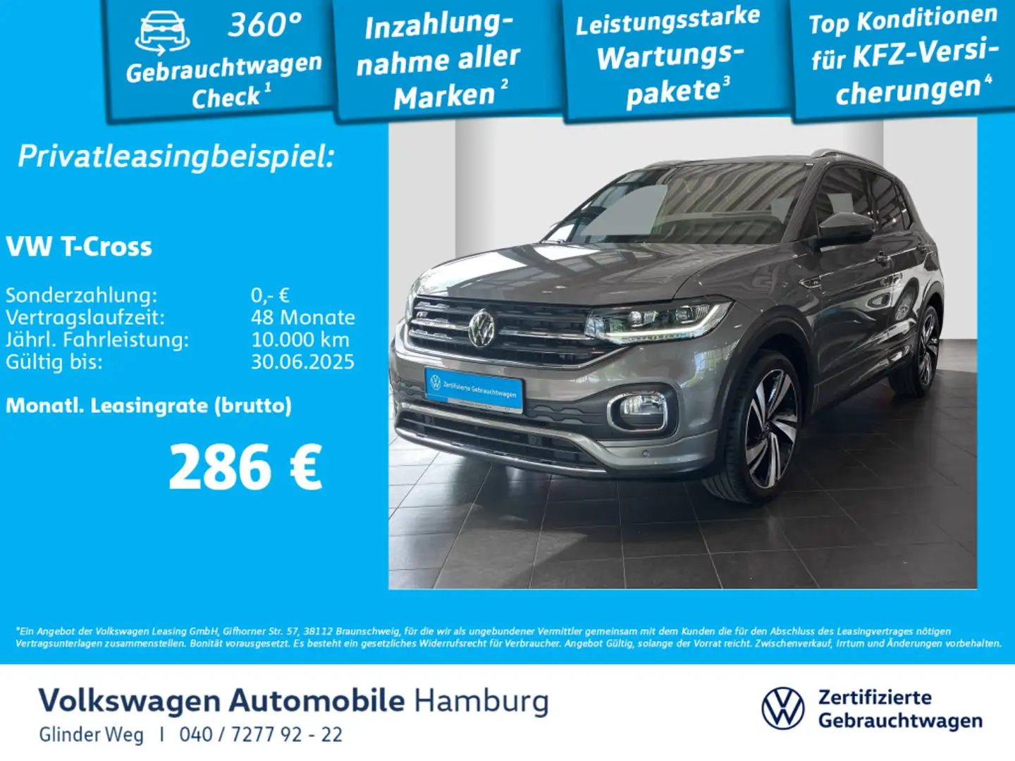 Volkswagen T-Cross 1.0 TSI Style DSG Klima LED Rückfahrkame Grau - 1