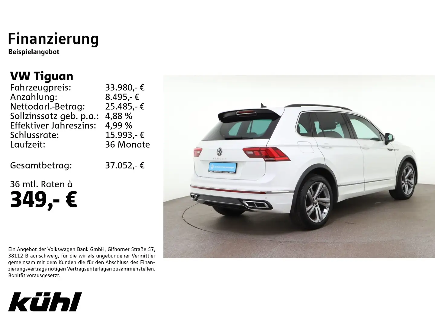 Volkswagen Tiguan 2.0 TDI R line LED/ACC/Standhzg./Navi Weiß - 2
