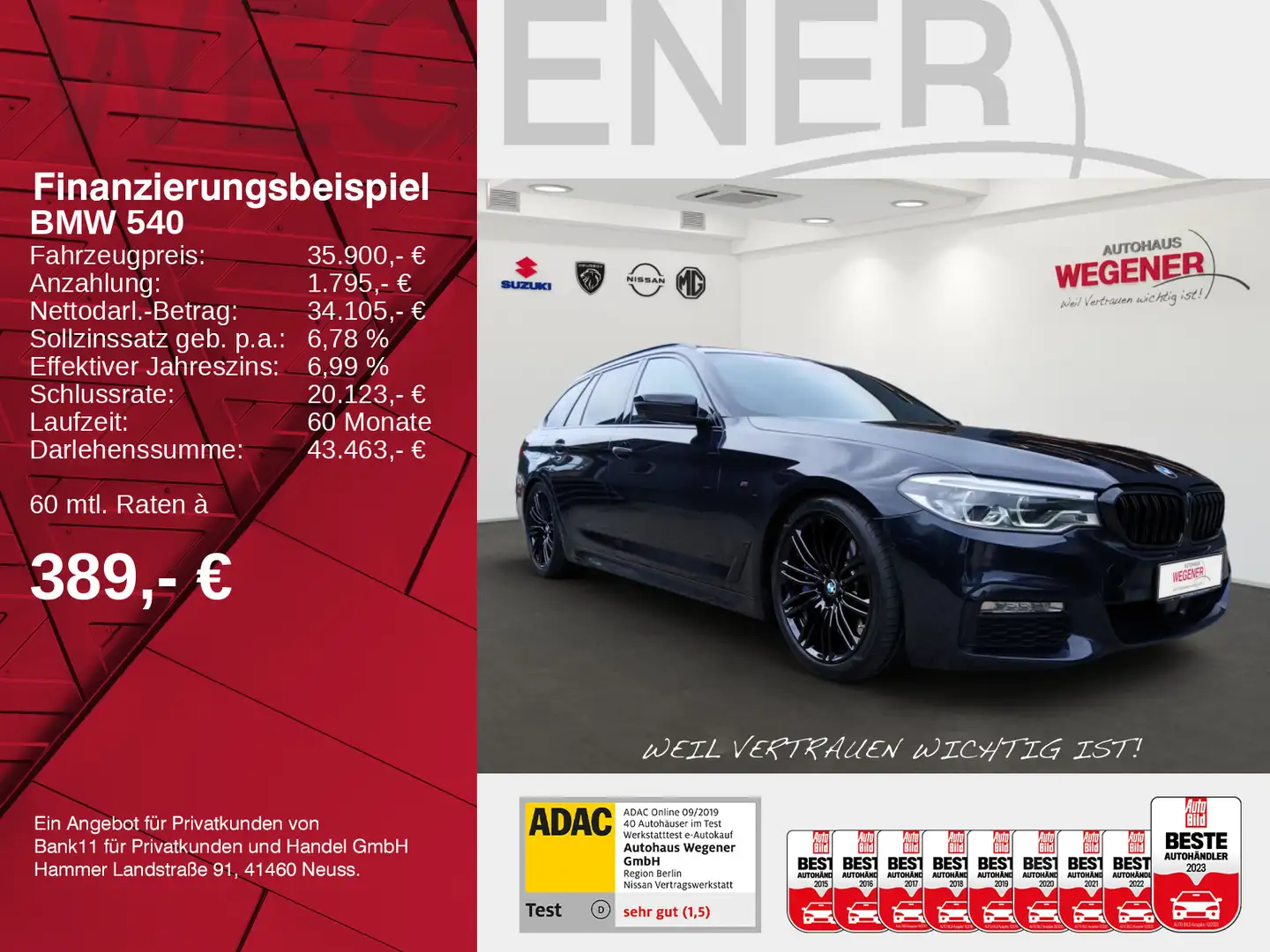 BMW 540 d 3.0 xDrive M-Sport LED Pano H&K 360° Memory Zwart - 2