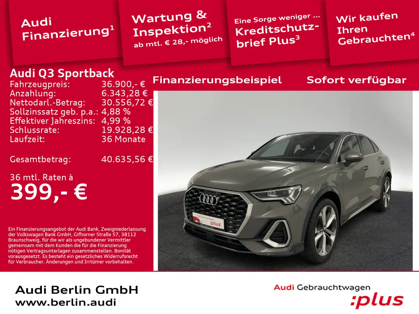 Audi Q3 S line 45 TFSI e S tr. RFK LED NAVI Grau - 1