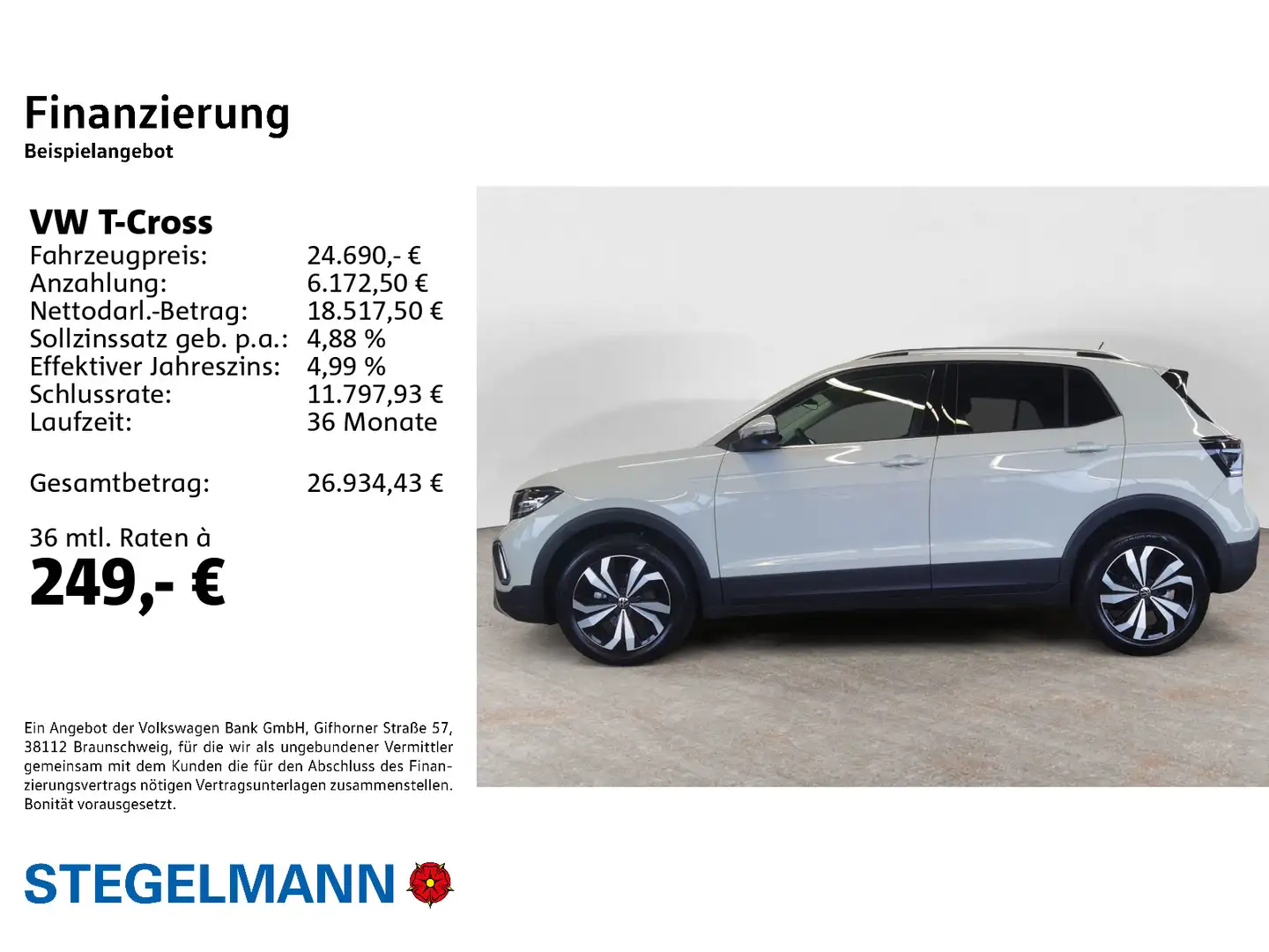 Volkswagen T-Cross 1.0 TSI DSG Facelift Style *Navi*LED*+3J Grau - 2