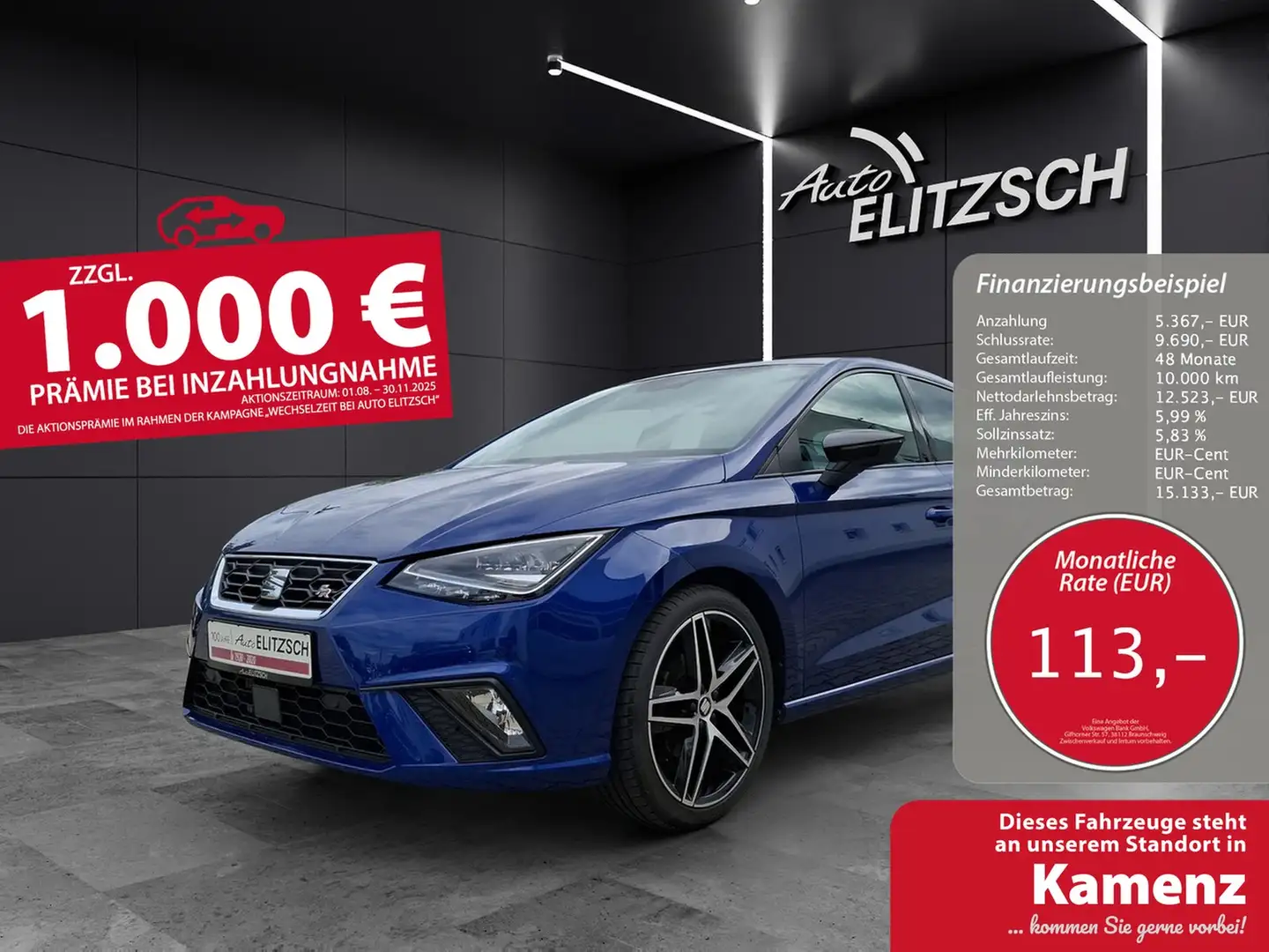 SEAT Ibiza TSI FR-Line Beats DSG LED Navi AID ACC RFK SH 18" Blau - 1