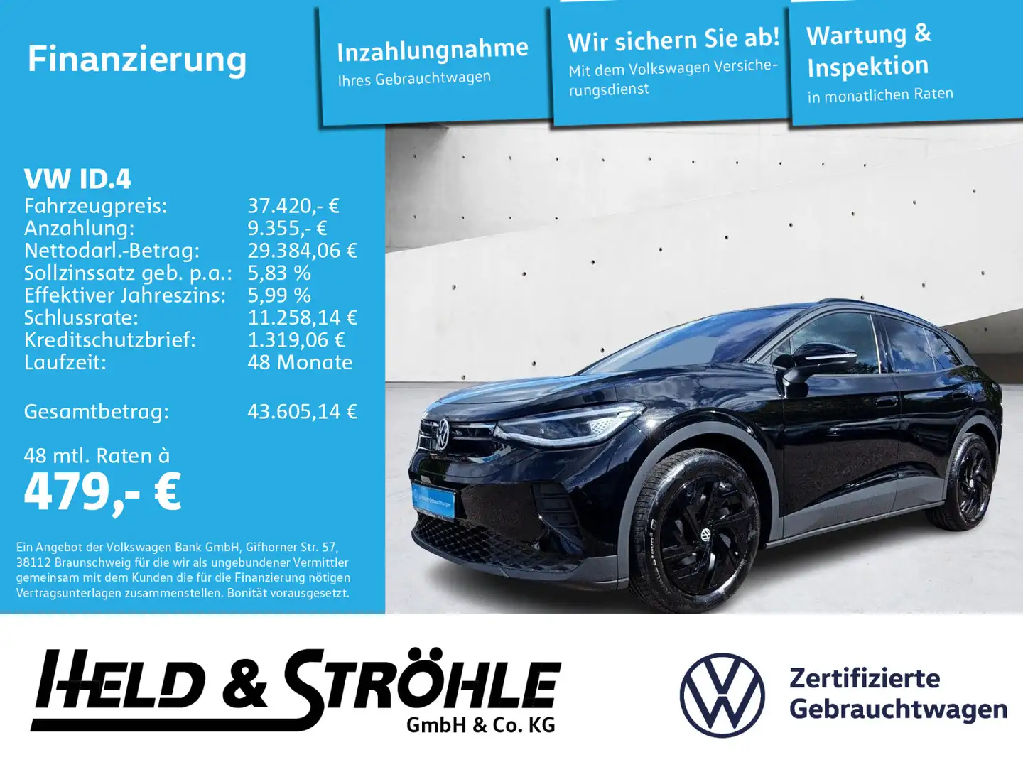 Volkswagen ID.4 Pro 210 kW IQ-LED NAV WÄPU ACC SPORTPAKET+ Negro - 1