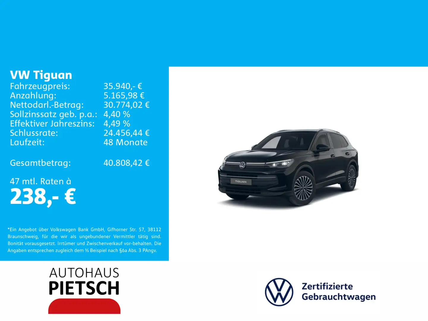 Volkswagen Tiguan 1.5 eTSI GOAL DSG IQ.Light Travel Schwarz - 1