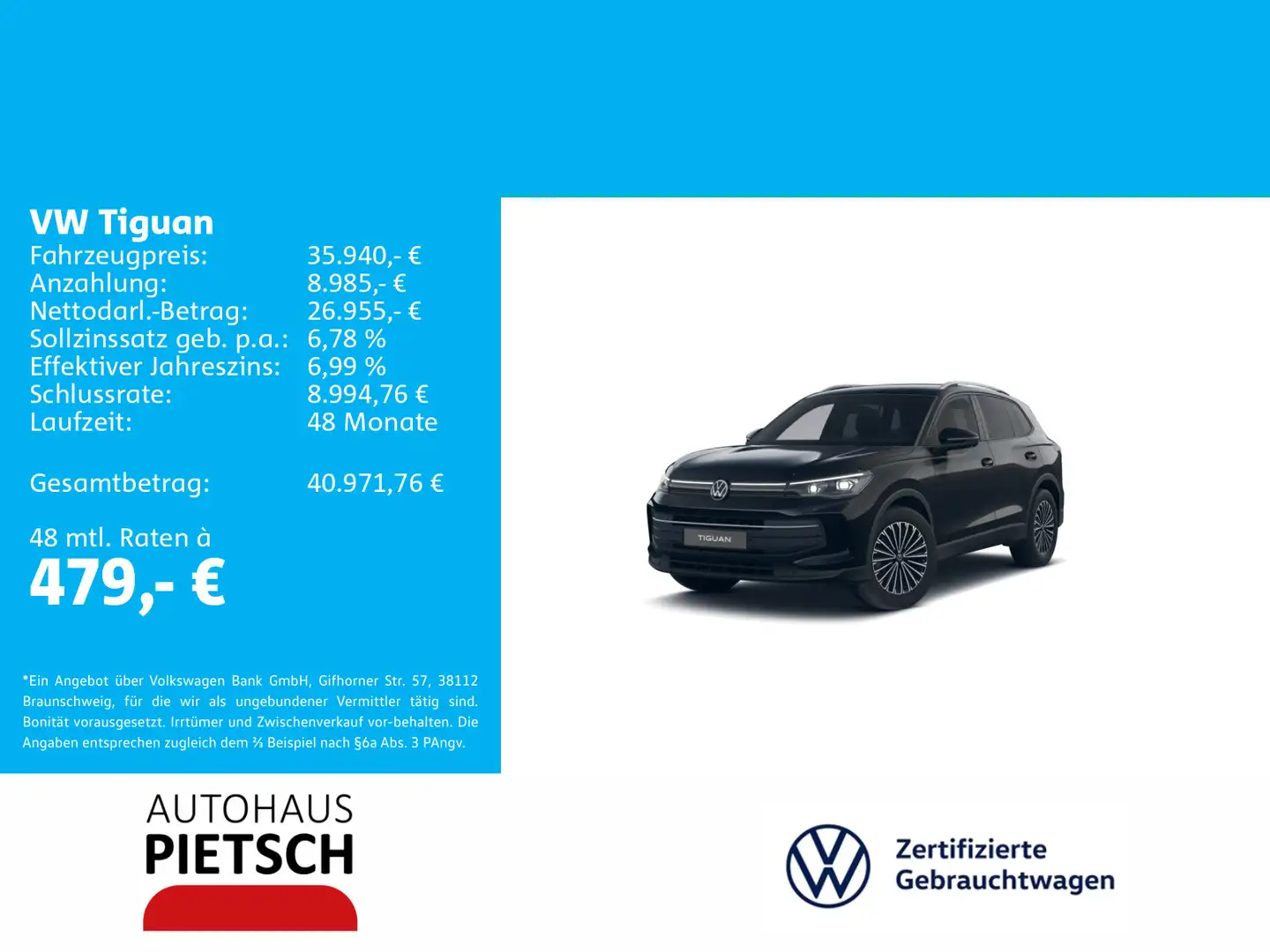Volkswagen Tiguan 1.5 eTSI GOAL DSG Schwarz - 1