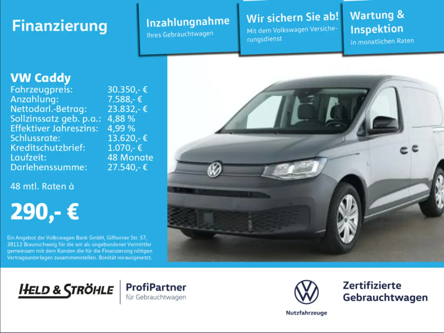Volkswagen Caddy 1.5 TSI AHK R-KAM PDC SHZ VIRTUAL NAV-VORB Grau - 1