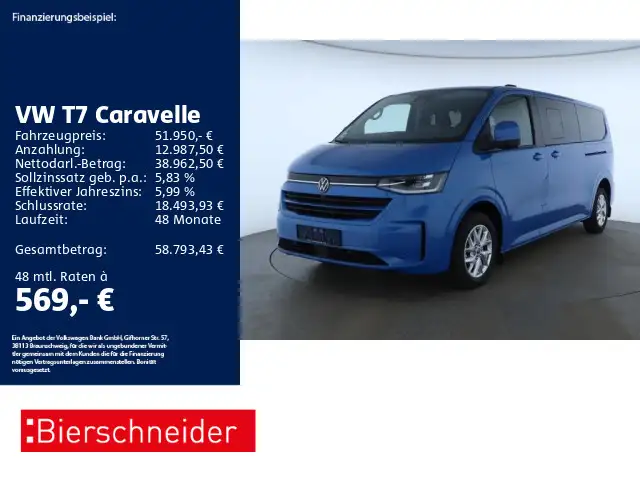 Volkswagen T7 Caravelle e Style LR 8SITZE AHK MATRIX ACC
