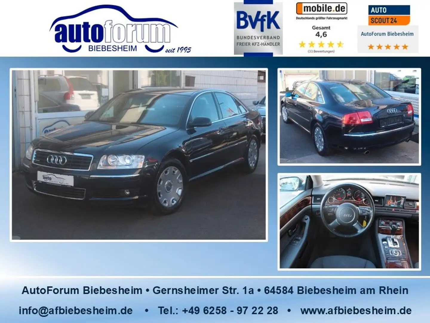 Audi A8 3.7 V8 quattro Klimaautomatik*Navi*Bi-Xenon Albastru - 1