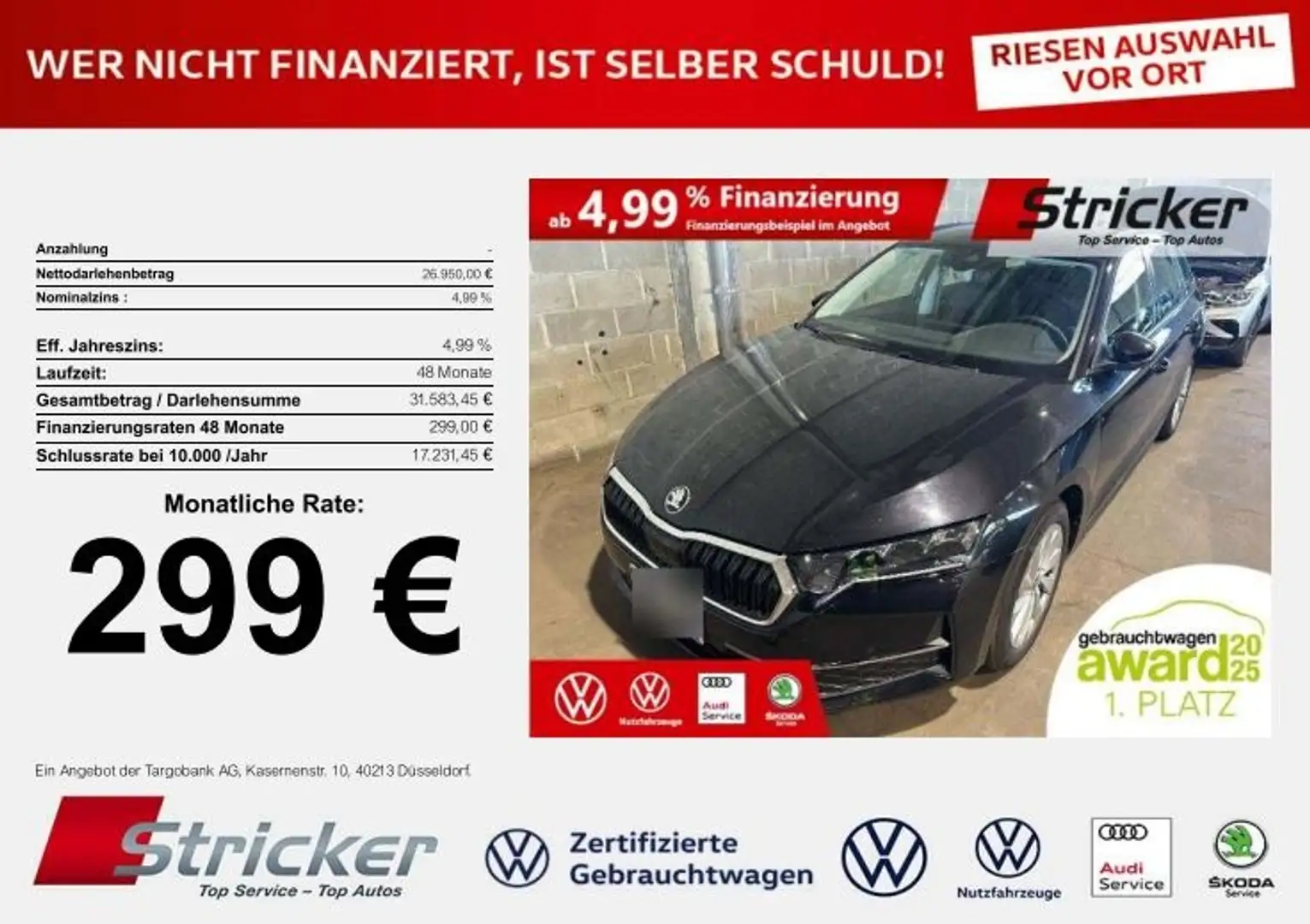 Skoda Octavia Combi Selection 2.0TDI DSG 299,-ohne Anzahlung Na Schwarz - 2