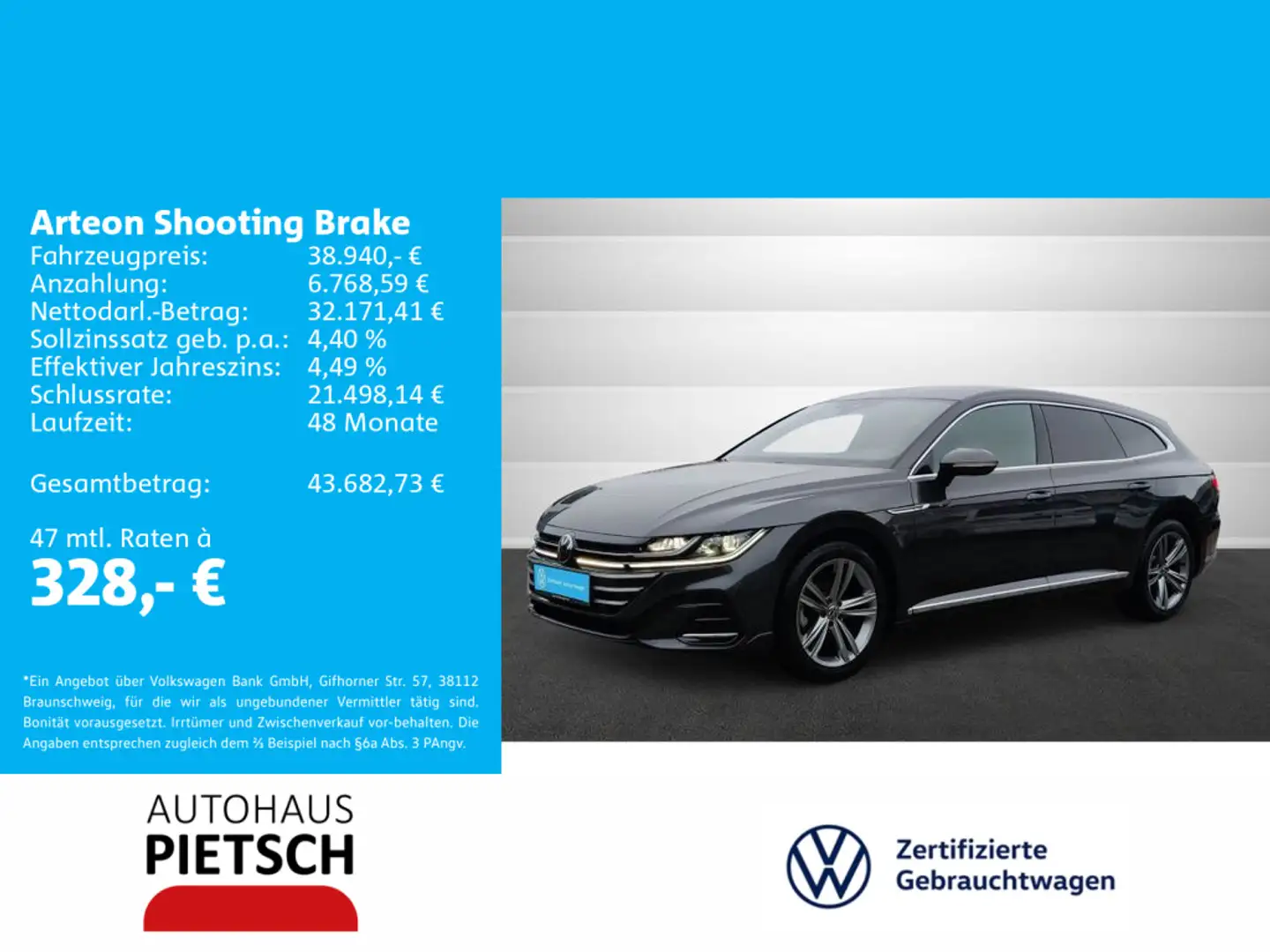Volkswagen Arteon 2.0 TDI 4M R-Line IQ-Light Grau - 1