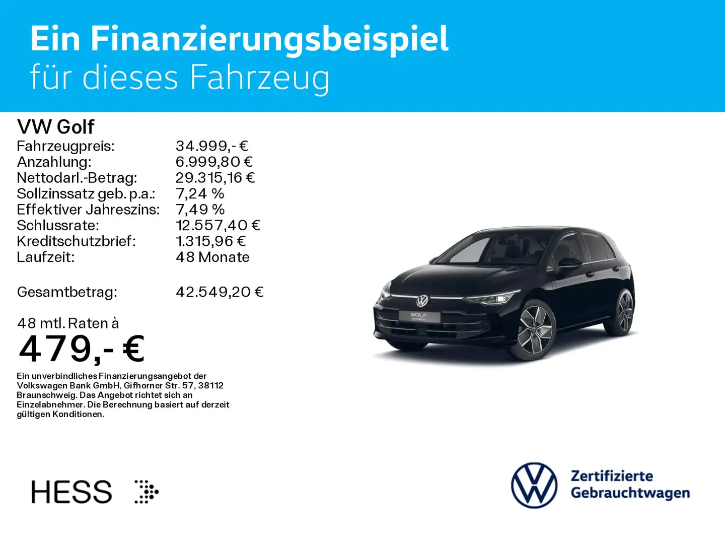 Volkswagen Golf VIII 1.5 e-Hybrid DSG STYLE*IQ.LIGHT*HUD*AH Schwarz - 2