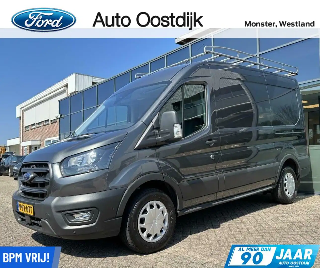 Ford Transit 350 2.0 TDCI L2H2 Trend 130PK 3-zit Trekhaak Camer Grijs - 1