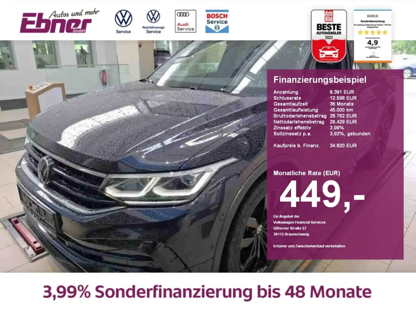 Volkswagen Tiguan R-LINE BLACK STYLE 245PS PHEV DSG ACC+MATRIX+NAVI+ Schwarz - 1