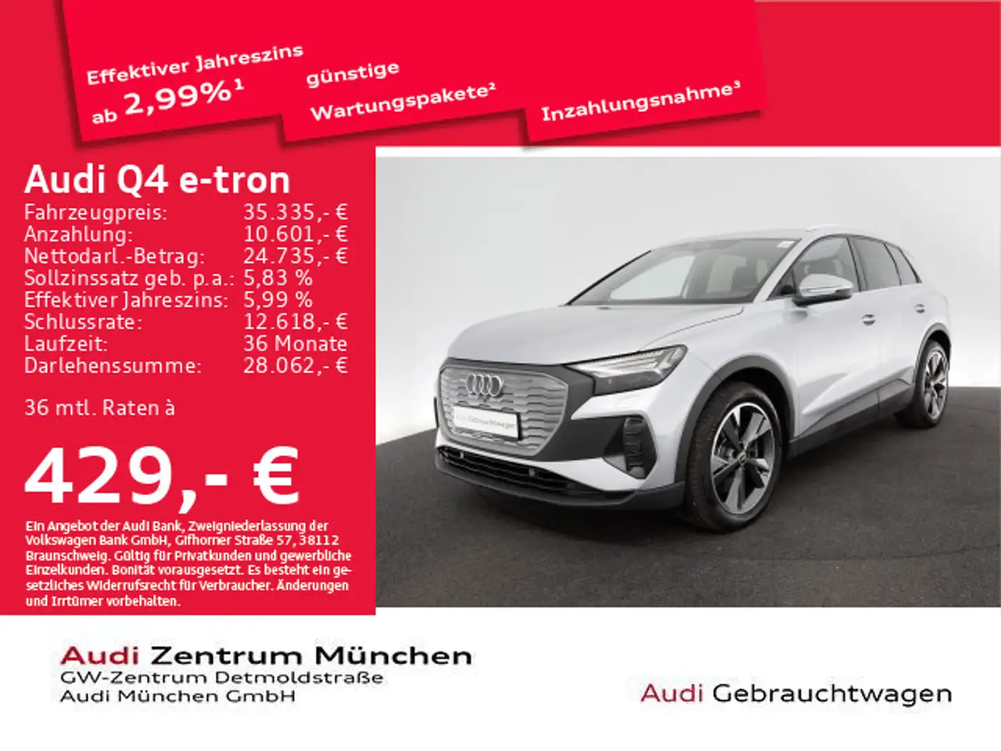 Audi Q4 e-tron 40 S line SONOS/AHK/Navi/Matrix Silber - 1